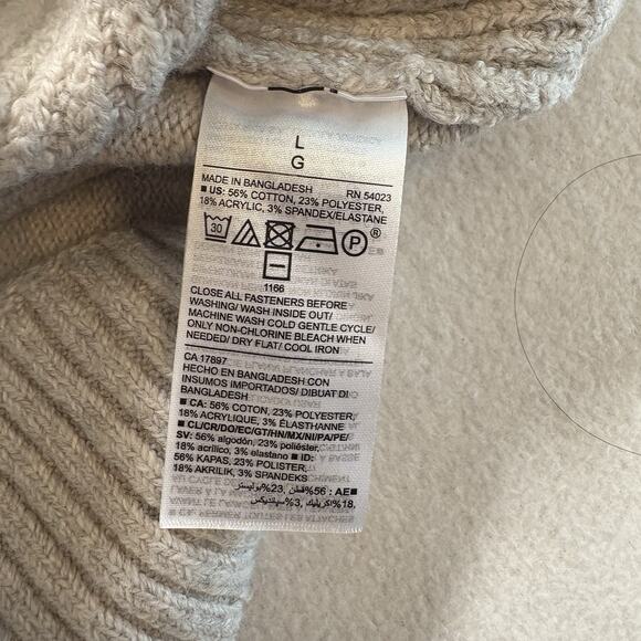 Old Navy Sweater Mens L Sweater Popover Heather Buttoned Popup Collar Gray 315‎ - Picture 8 of 8